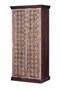 GINER Y COLOMER Armoire 2 portes en bois de manguier, couleur nogal et gris vieilli